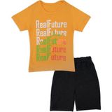 Bebelop Erkek Çocuk Real Fatura Baskılı Yazlık T-Shirt Şort 2'li Takım - Sarı - 4 Yaş