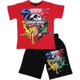 Bebelop Jurassic World Baskılı T-Shirt Şort Takım - 8 Yaş - Kırmızı