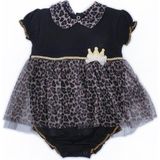 Bebelop Kız Bebek Çocuk Leopar Desenli Puanlı Tüllü Çıtçıtlı Body Elbise - 2 Yaş