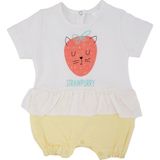 Bebelop Kız Bebek Meyve Baskılı Çıtçıtlı Fırfırlı Yazlık Kısa Tulum - Sarı - 1