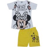 Bebelop Kız Çocuk Mickey Mouse Kalp Baskılı 2'li Alt Üst Şort Takım - Sarı - 5 - 6 Yaş