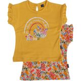 Bebelop Renkli Çiçek Desenli Kolları Büzgülü T-Shirt 2'li Set - Hardal - 9 - 12 Ay