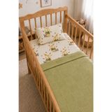 Bebelz %100 Pamuk Anne Yanı Park Yatak Uyumlu Bebek Pike ve Çarşaf Takımı- 3'lü Bebek Uyku Seti ( Haki ) 60x120-70x110-70x120 yataklara Uyumludur