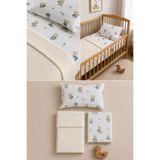 Bebelz %100 Pamuk Anne Yanı Park Yatak Uyumlu Bebek Pike ve Çarşaf Takımı - 3'lü Bebek Uyku Seti (KREM)-60x120-70x110-70x120 Yataklara Uyumludur