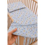 Bebelz %100 Pamuk Balonlu Ayıcık Desenli Bebek Lastikli Çarşaf Seti - 2 Adet Yastık Kılıfı 60x120 / 70x120 / 70x110 Anne Yanı - Park Yatak