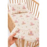 Bebelz %100 Pamuk Pembe Ayıcık Desenli Bebek Lastikli Çarşaf Seti - 2 Adet Yastık Kılıfı 60x120 / 70x120 / 70x110 Anne Yanı - Park Yatak