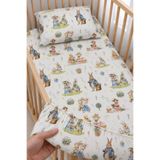 Bebelz %100 Pamuk Sevimli Tavşanlar Desenli Bebek Lastikli Çarşaf Seti - 2 Adet Yastık Kılıfı 60x120 / 70x120 / 70x110 Anne Yanı - Park Yatak