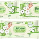Bebem Natural Narin Dokunuş 3x90 Adet Plastik Kapaklı Islak Bebek Mendili