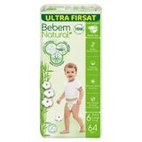 Bebem Natural Ultra Fırsat Bebek Bezi Extra Large 64'Lü Bambu Ve Organik Pamuk 3'Li Ekonomik Paket