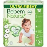 Bebem Natural Ultra Fırsat Maxi 4 Numara Bebek Bezi 104 Adet 7-14 kg - 1 ve 2 Beden 104 Adet