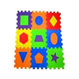 BebeMango 9 Parça Büyük Boy Sünger Yapılı Oyun Karosu Yer Matı Puzzle Yapboz-Geometrik Şekiller
