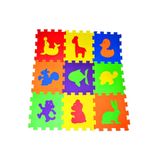 BebeMango 9 Parça Büyük Boy Sünger Yapılı Oyun Karosu Yer Matı Puzzle Yapboz-Hayvanlar