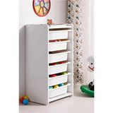 Bebemin Dünyası Bebek Çocuk Oyuncak Dolabı - Oyuncak Sandıgı - Oval Kenar - 6 Raflı - 45x88 Cm Beyaz