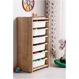 Bebemin Dünyası Bebek Çocuk Oyuncak Dolabı - Oyuncak Sandıgı - Oval Kenar - 6 Raflı - 45x88 Cm Ceviz