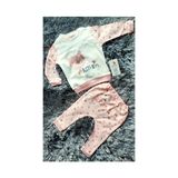 Bebengo Kız Bebek Alt Üst Pijama Takımı Patiksiz Fırfır Detaylı Antialerjik - 9 - 12 Ay - Beyaz - Pudra