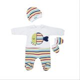 Bebepan 1694 Mr. Fish 3'lü Erkek Bebek Tulumu - Ringel - 3 - 6 Ay