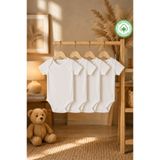 bebeqon %100 Pamuk 4’lü Kısa Kol Bebek Body Çıtçıtlı Zıbın Seti