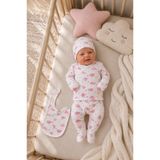 bebeqon Yenidoğan Kız Bebek 5’li Hastane Çıkışı Seti Pembe Bulut Desenli Organik %100 Pamuk