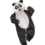 Bebesev Baby Welsoft Fermuarlı Panda Tulum - Füme - 1,5 Yaş