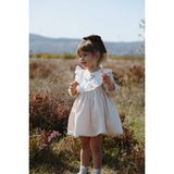 Bebesev Kız Bebek Elbise Astarlı Saten Günlük Stil Midi Rahat Silüet Özel Olaylar İçin - Krem - 1 - 2 Yaş