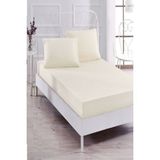 Bebesi 180X200+35 cm Çift Kişilik Havlu Lastikli Çarşaf Takımı 50X70 cm 2 Adet Yastık Kılıfı - 180 x 200 cm - Krem