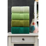 Bebesoft Pamuk (Cotton) 4'lü Yeşil/mavi El-Yüz-Saç Havlu Seti 50X90CM - 50 x 90 cm