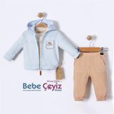 BEBESSİ Hırkalı Cotton 3'Lü Takım ( Mavi )
