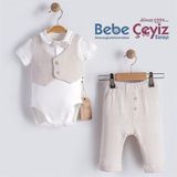 BEBESSİ Little Man Yelekli 3'Lü Takım ( Gri )