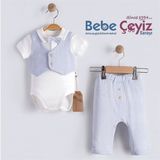 BEBESSİ Little Man Yelekli 3'Lü Takım ( Mavi )
