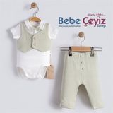 BEBESSİ Little Man Yelekli 3'Lü Takım ( Yeşil )