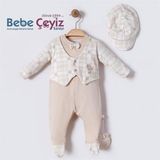BEBESSİ Şapkalı Baby King Tulum ( Bej )