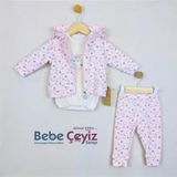 BEBESSİ Ting Flowers 3'Lü Takım ( Pembe )