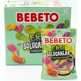 Bebeto Ekşi Solucan Yumuşak Şeker Jelibon 80 G 12 Adet - 80 gr