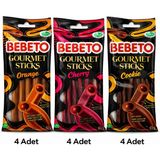 Bebeto Mix Paket - Kurabiye, Vişne ve Portakal Aromalı, Bitter Çikolata ve Fındık Dolgulu Şeker Çubukları - 65 gr