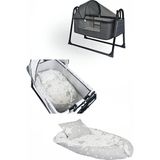 Bebetrend Babynest Yatak ve Yastık+ Sallanır Sepet Beşik Ipek Fileli Bebek Beşiği Hamak 2 Li Set - Antrasit