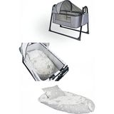 Bebetrend Babynest Yatak ve Yastık+ Sallanır Sepet Beşik Ipek Fileli Bebek Beşiği Hamak 2 Li Set - Gri