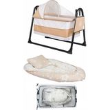 Bebetrend Özbay Btrend Sallanır Sepet Beşik Bebek Beşiği Black Kadro+Babynest Yatak ve Yastık 2 Li Set - Bej