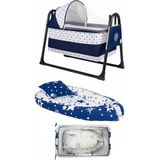 Bebetrend Özbay Btrend Sallanır Sepet Beşik Bebek Beşiği Black Kadro+Babynest Yatak ve Yastık 2 Li Set - Lacivert