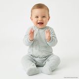 Bebetto Erkek Bebek Kadife Tulum Dinozor Baskılı Çıtçıtlı Bisiklet Yaka Long Sleeve Patikli - Mint