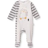 Bebetto Erkek Bebek Kadife Tulum Hayvan Baskılı Çıtçıtlı Bisiklet Yaka Long Sleeve Patikli - Gri - 1 - 3 Ay