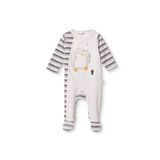 Bebetto Erkek Bebek Kadife Tulum Hayvan Baskılı Çıtçıtlı Bisiklet Yaka Long Sleeve Patikli