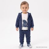 Bebetto Erkek Bebek Sweatshirt-Hırka-Alt Dinozor Baskılı Fermuarlı Bisiklet Yaka Long Sleeve Patiksiz - 1 - 3 Ay - Mavi