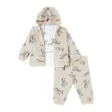 Bebetto Erkek Bebek Sweatshirt-Hırka-Alt Dinozor Baskılı Fermuarlı Bisiklet Yaka Long Sleeve Patiksiz - Kahverengi