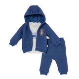 Bebetto Erkek Bebek Sweatshirt-Hırka-Alt Hayvan Baskılı Fermuarlı Bisiklet Yaka Long Sleeve Patiksiz - İndigo