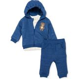 Bebetto Erkek Bebek Sweatshirt-Hırka-Alt Hayvan Baskılı Fermuarlı Bisiklet Yaka Uzun Kol Patiksiz - 6 - 9 Ay - İndigo