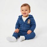 Bebetto Erkek Bebek Sweatshirt-Hırka-Alt Hayvan Baskılı Fermuarlı Bisiklet Yaka Uzun Kol Patiksiz - İndigo