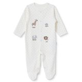 Bebetto Erkek Bebek Tulum Hayvan Baskılı Çıtçıtlı Bisiklet Yaka Long Sleeve Patikli - Bej