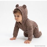 Bebetto Erkek Bebek Tulum Hayvan Baskılı Fermuarlı Kapüşonlu Long Sleeve Patiksiz - Kahverengi - 9 - 12 Ay