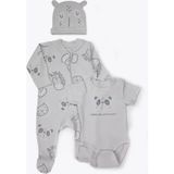 Bebetto Interlok Patikli Tulum Set 3lü (Best Frıends) Gri - 3 - 6 Ay