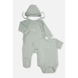 Bebetto Interlok Patikli Tulum Set 3lü (Cute Gırl) Mint - 3 - 6 Ay